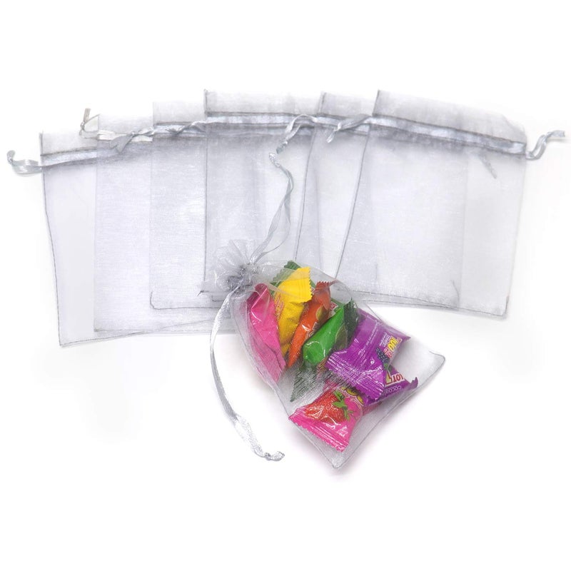 Bezall 100Pcs Organza Bags 3x4 Inches, Small Sheer Wedding Favor Bags with Drawstring, Jewelry Pouches Party Festival Gift Candy Bags (Gray) - Image 4